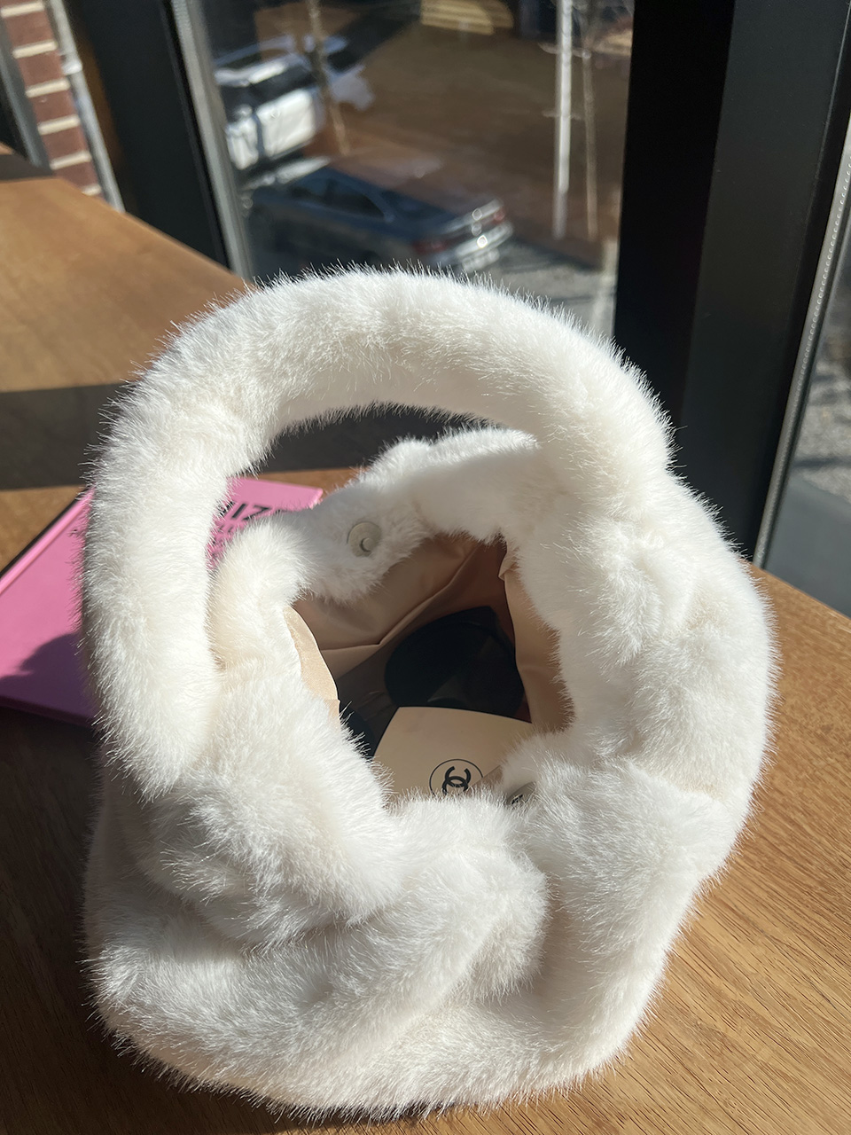 Eldon Shirred Fur Tote Bag