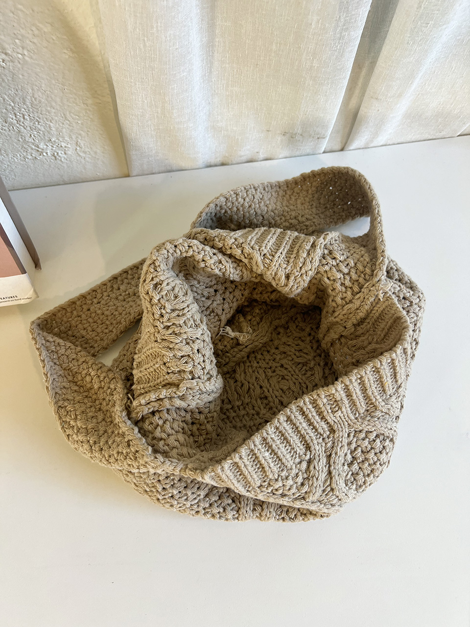 Knit twist crochet shoulder eco bag