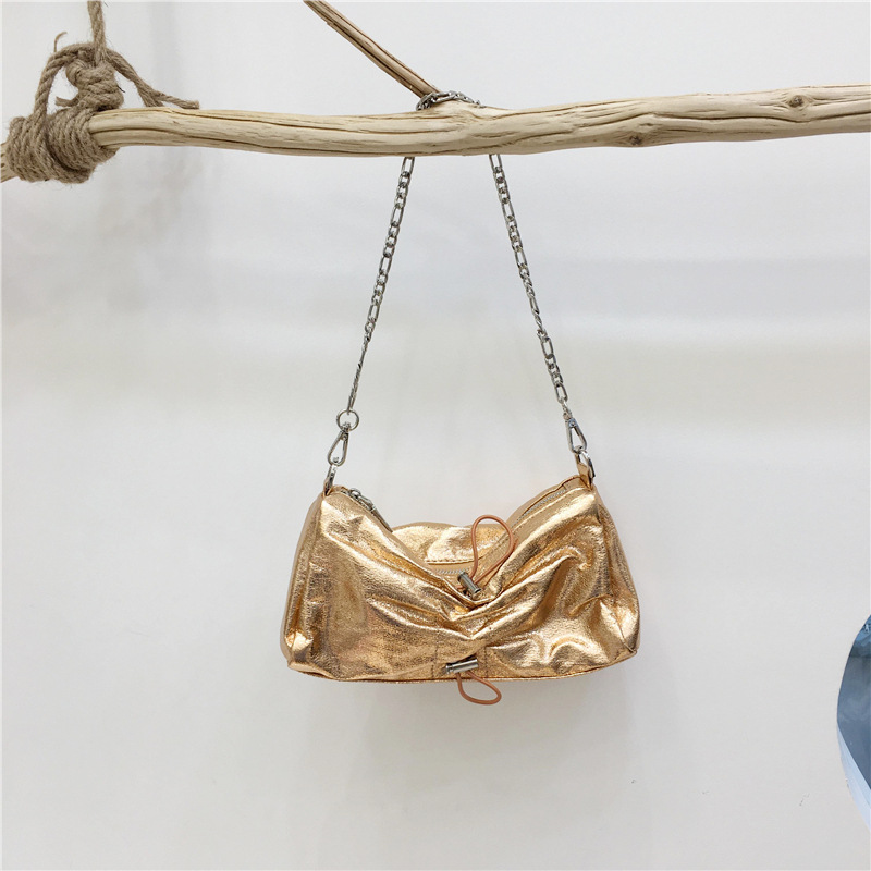 Monroe Cross Shirring Silver Mini Chain Bag