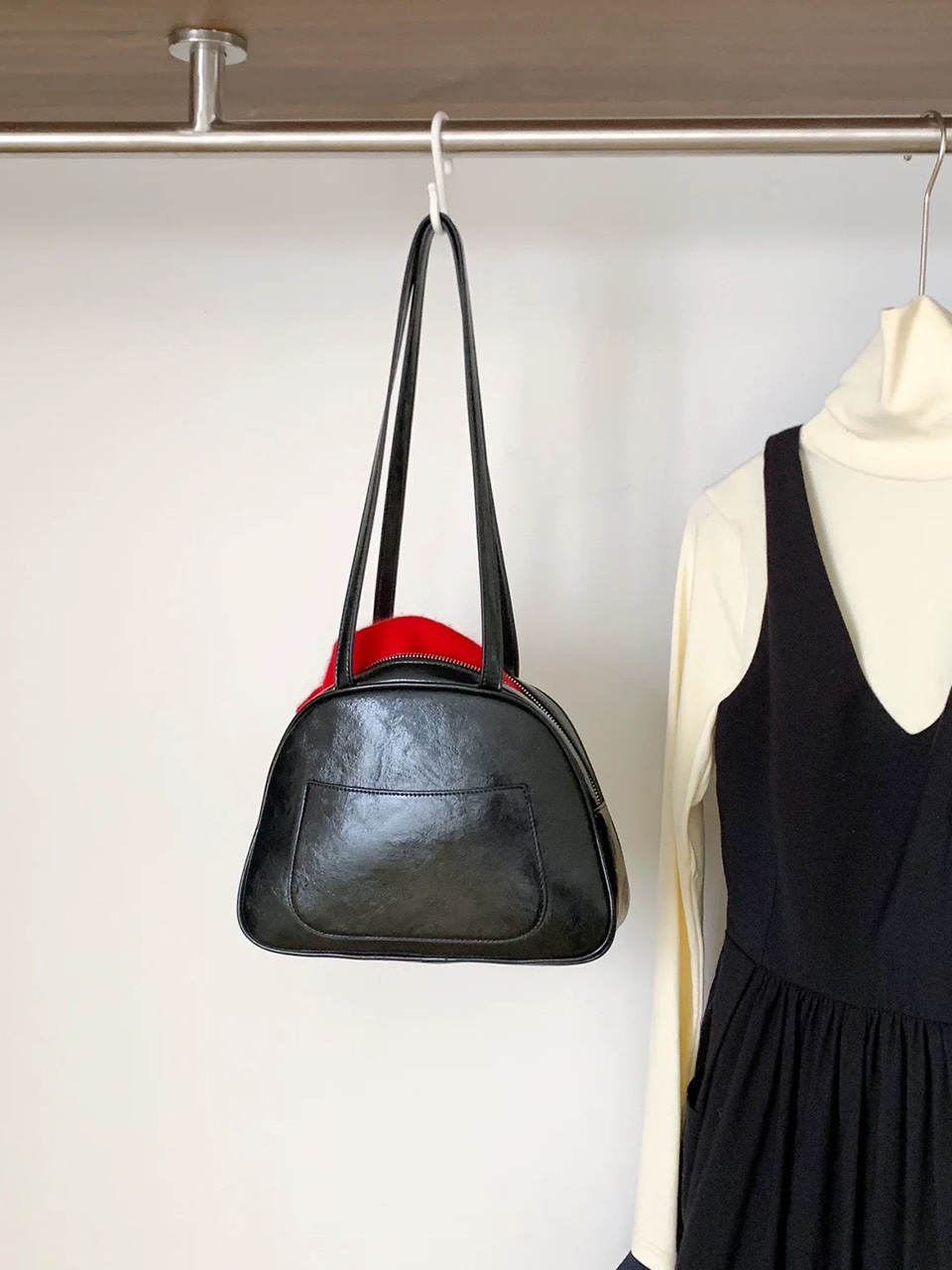 Cracked Round Leather Tote Bag/Shoulder Bag