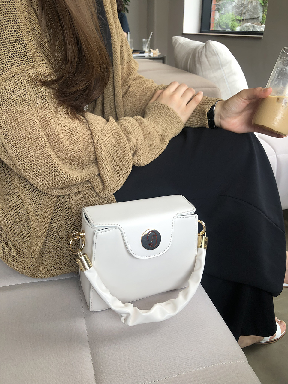 Face Shirring Mini Square Chain Crossbody Bag