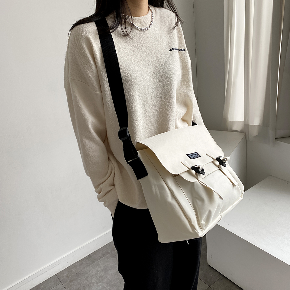 Canvas Classic Zipper Big Cross Messenger Eco Bag (2 colors)
