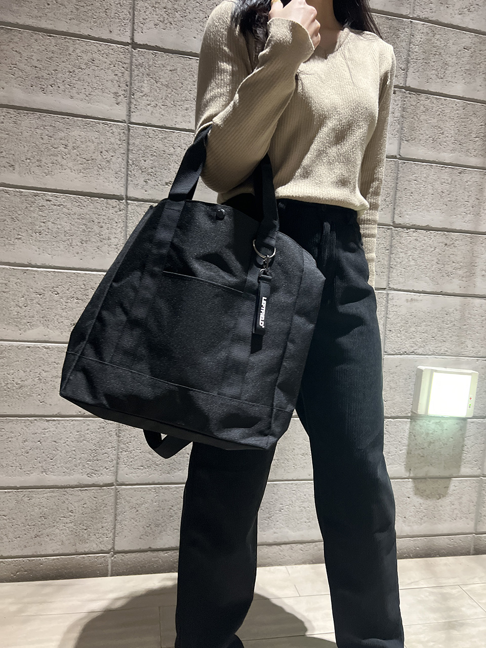Canvas fabric pocket large cross eco bag