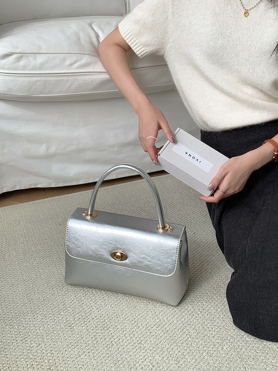 Square buckle tote bag (6 colors)