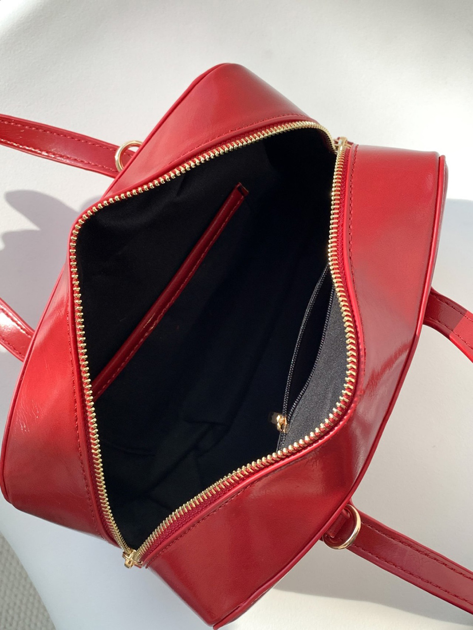 Square zip-up leather tote bag (4 colors)