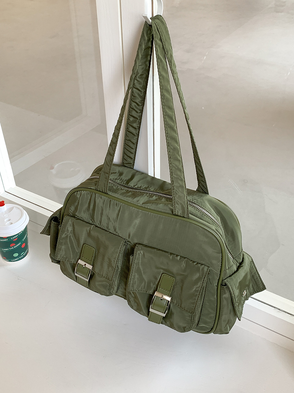 4-Pocket Nylon Shoulder Bag (4 colors)