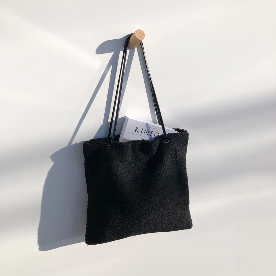 Fleece Leather Drawstring Boa Eco Bag