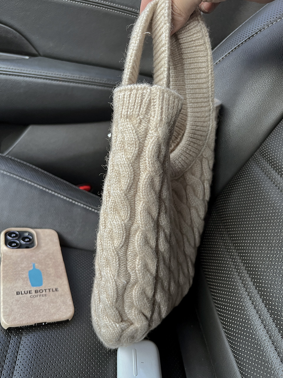Knit twist crochet mini tote bag