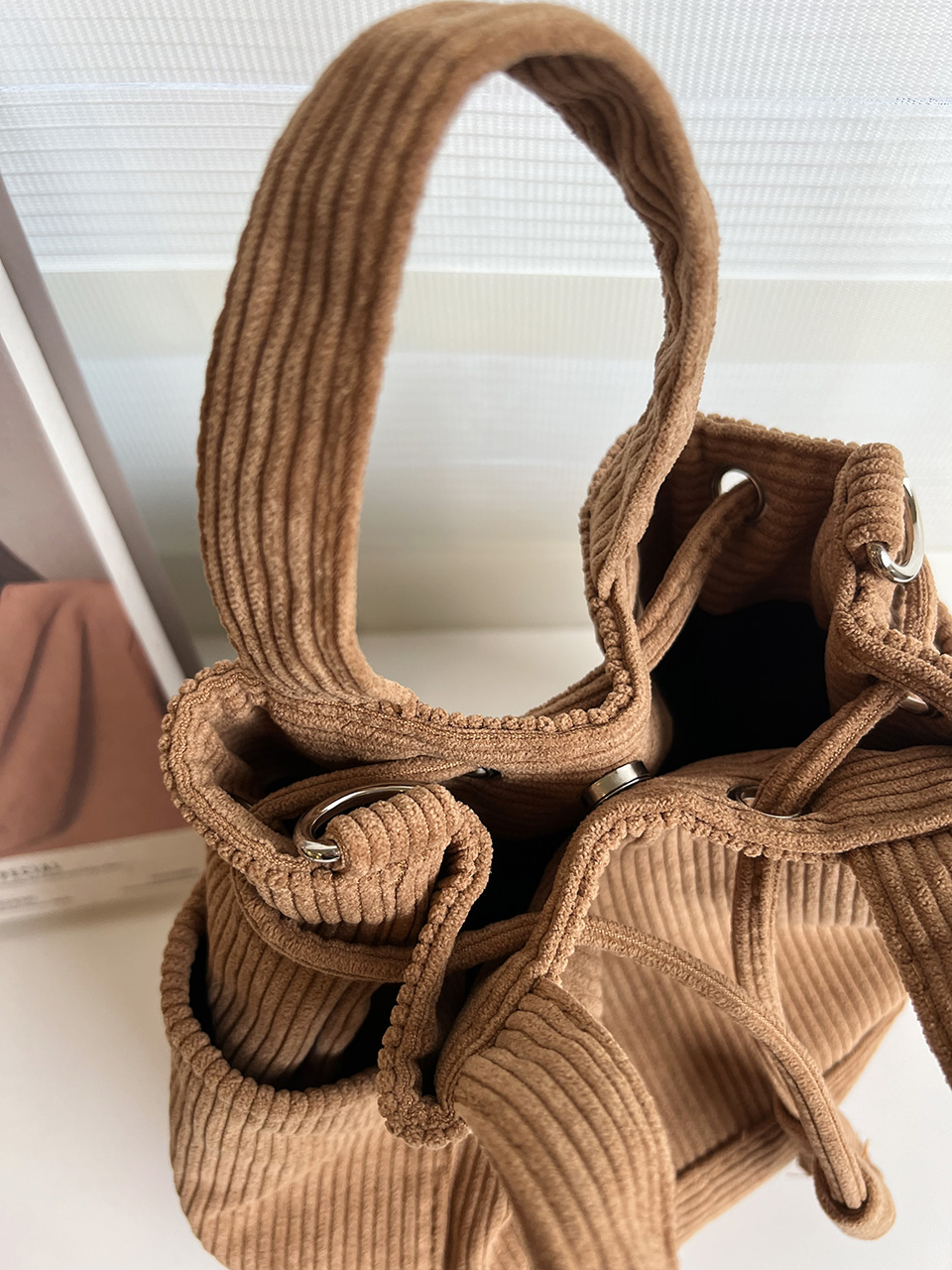 Corduroy Mini Bucket Bag, Bucket Cloth Eco Bag (6 colors)