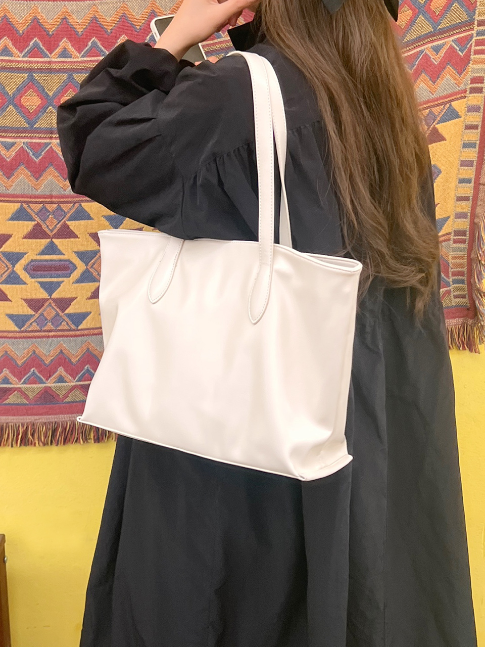 Glossy Square Big Shopper Bag (2 colors)