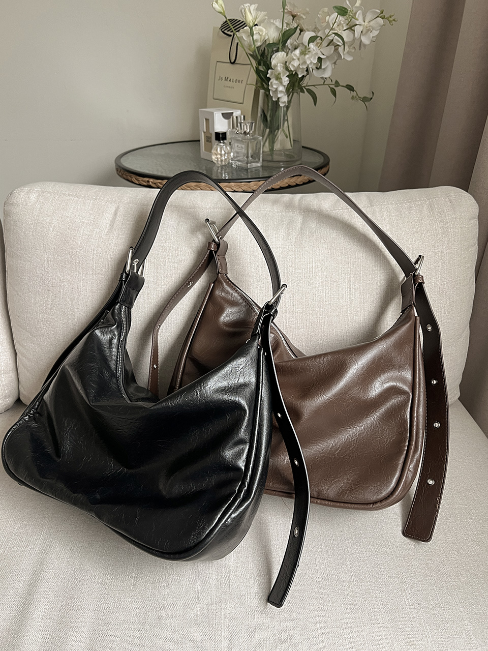 Leather Square Cross Hobo Bag