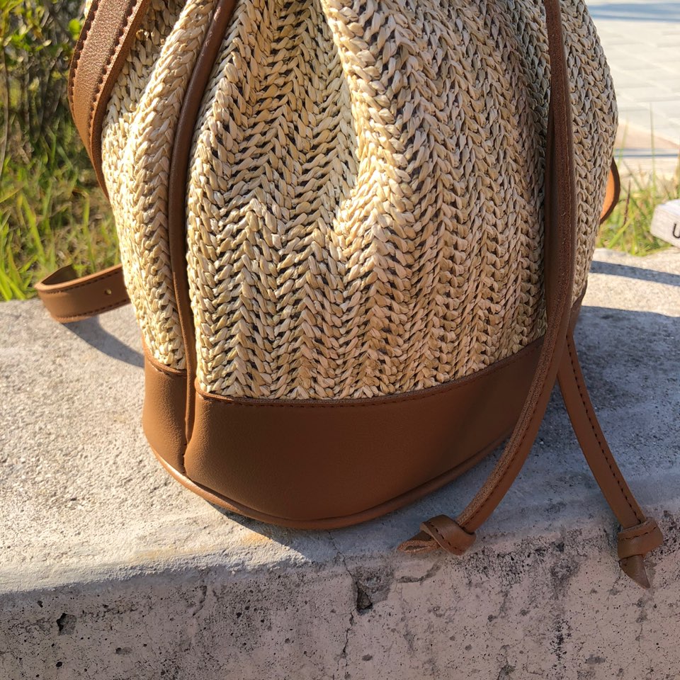 Rattan Mini 2-Way Bucket Bag