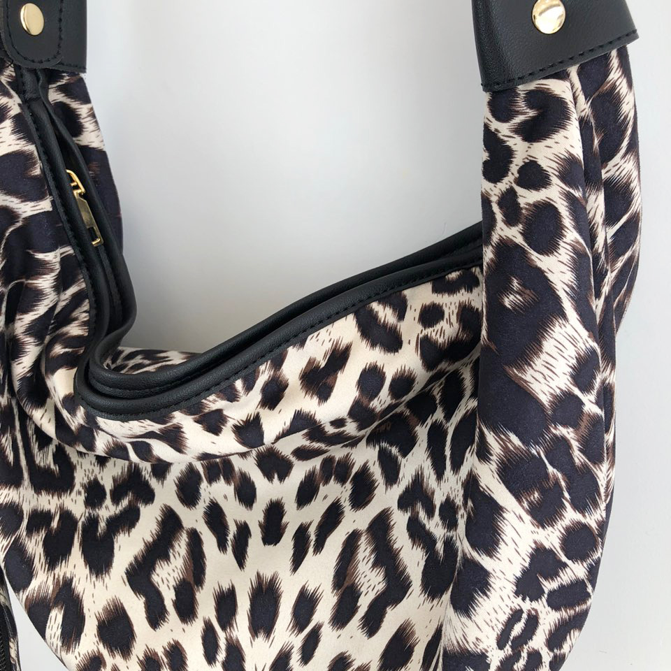 Leopard print zippered big shoulder bag