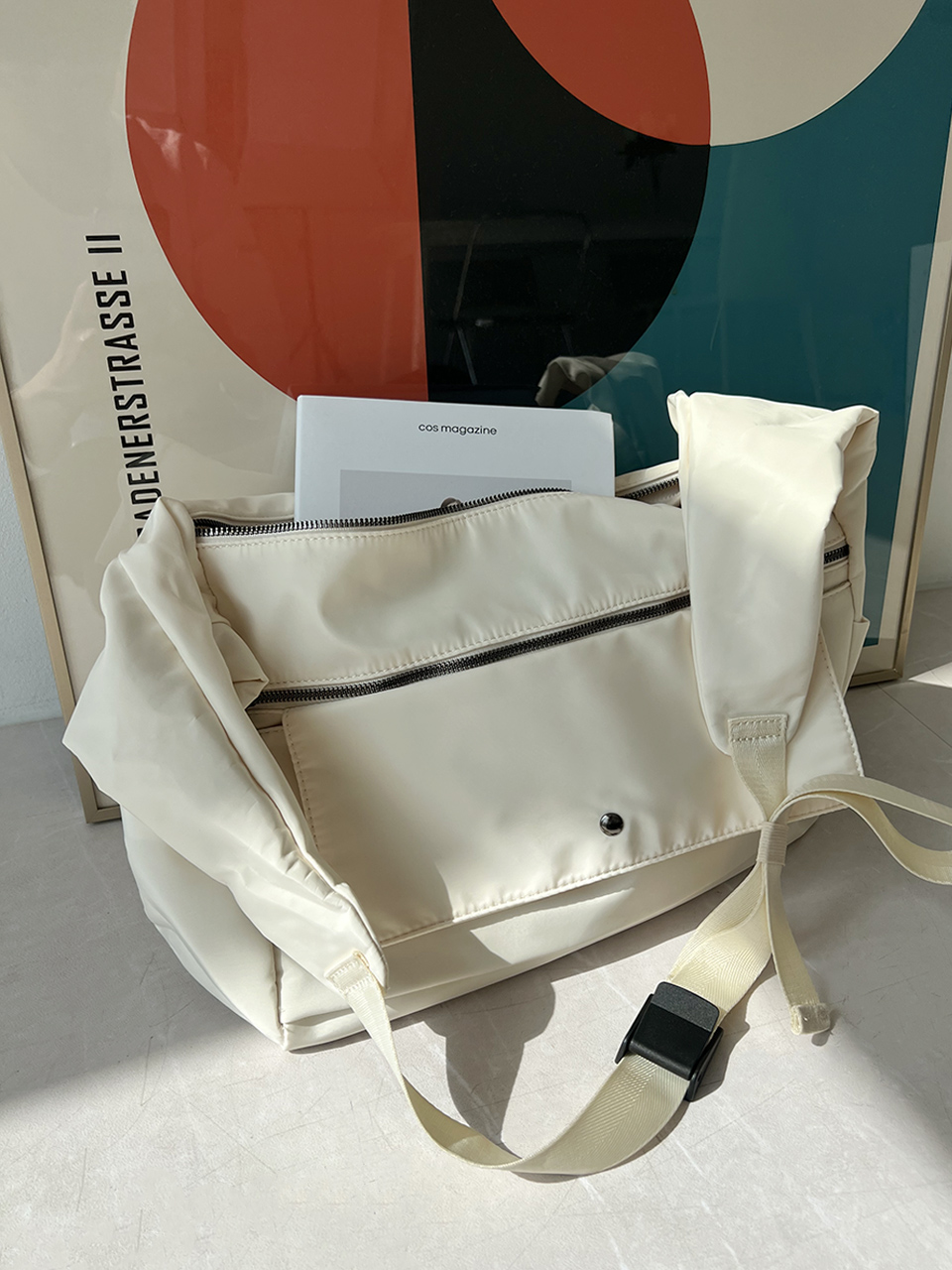 Apes Nylon Zipper Big Shoulder Bag