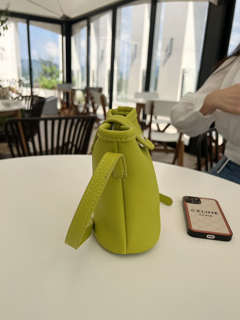 Button-belted mini cross-shoulder bag
