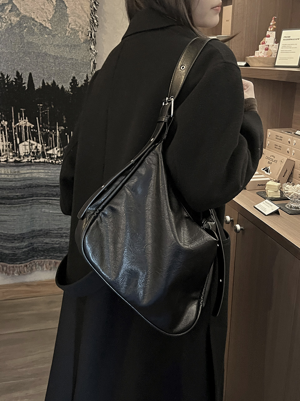Leather Square Cross Hobo Bag