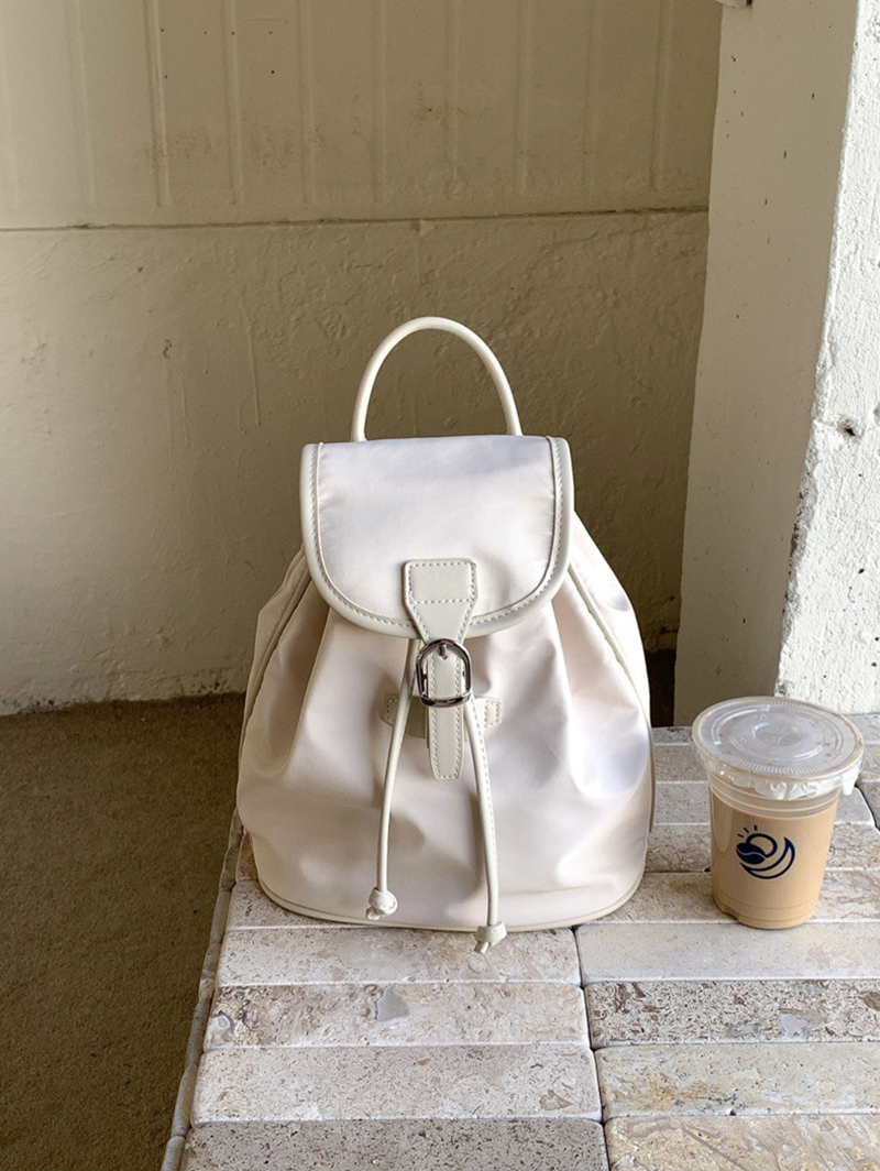 Buckle Faux Leather Nylon Mini Backpack (4 colors)