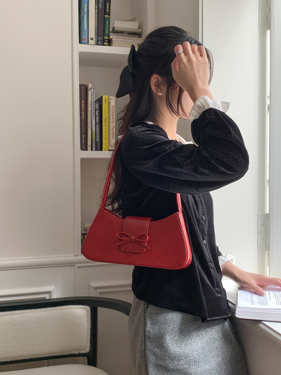 Ballet Core Ribbon Baguette Shoulder Bag