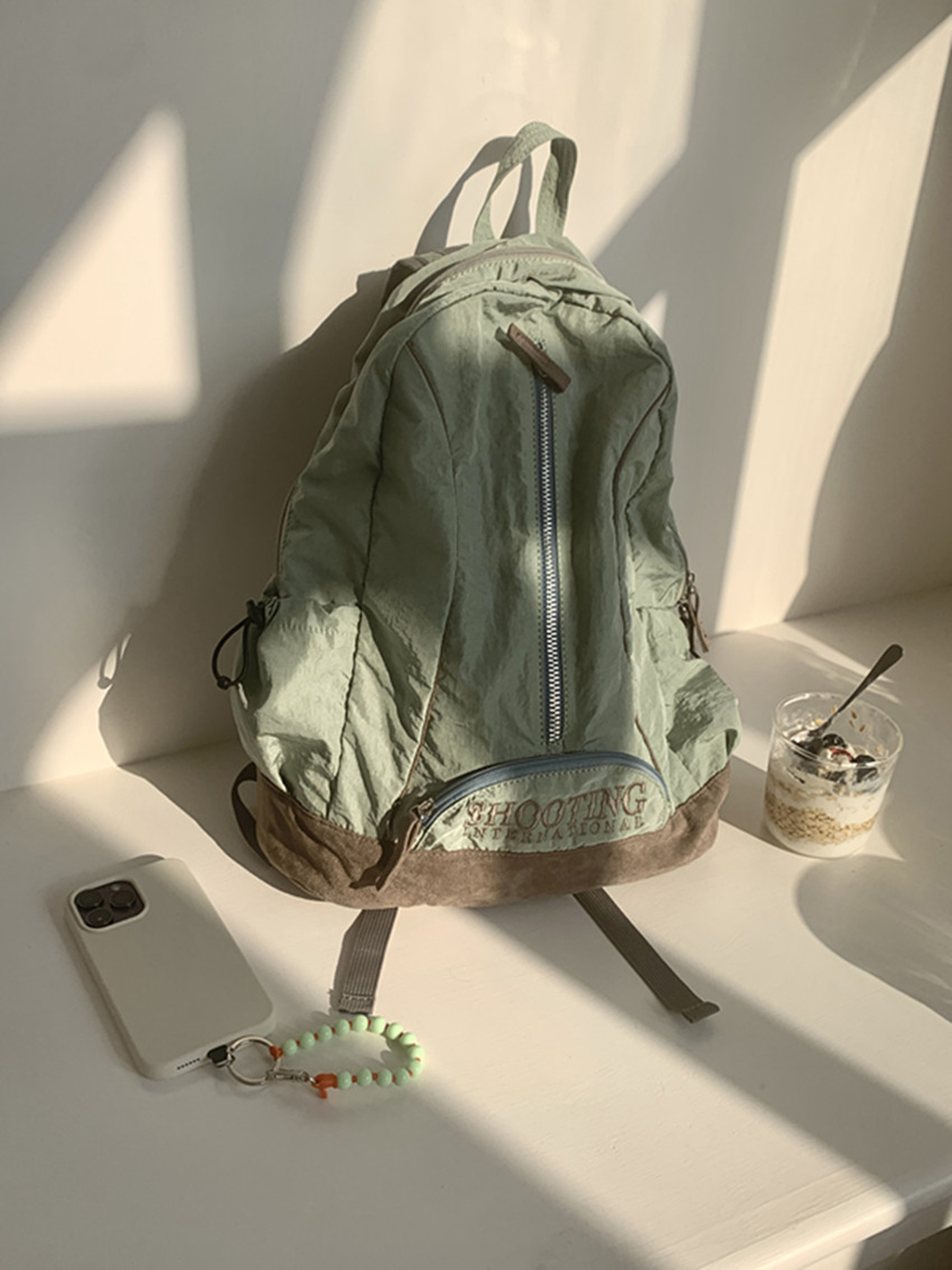 Shooting Embroidered String Pocket Nylon Backpack