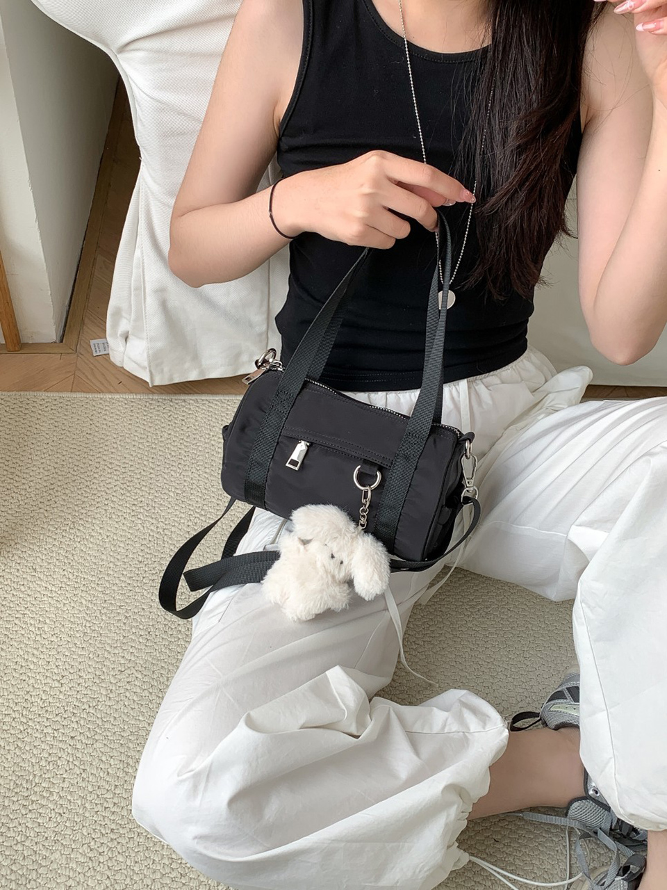 Nylon mini tote bag