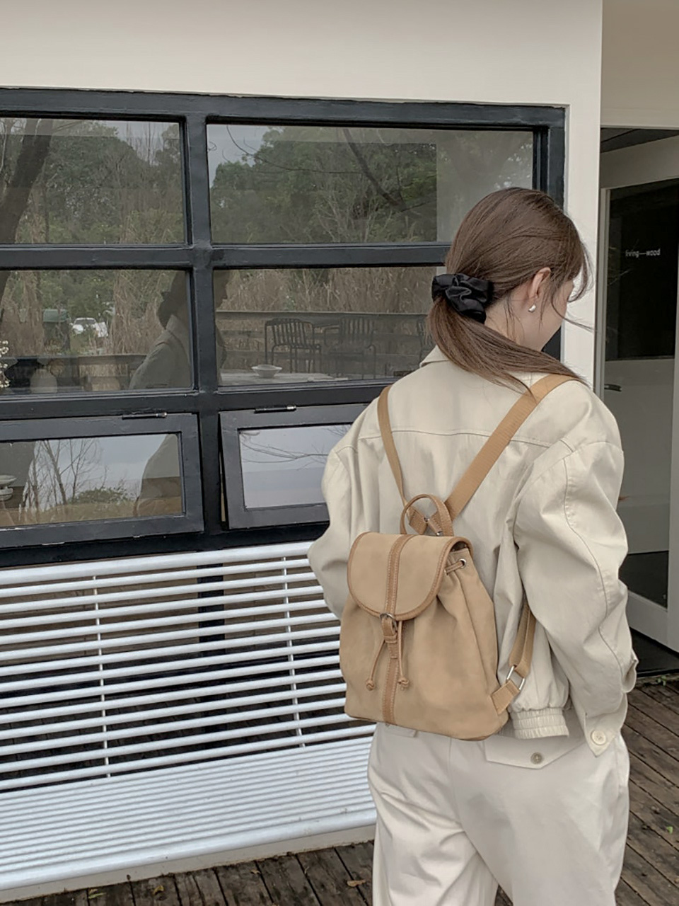 Suede Sheepskin Leather Mini Bucket Bag/Backpack