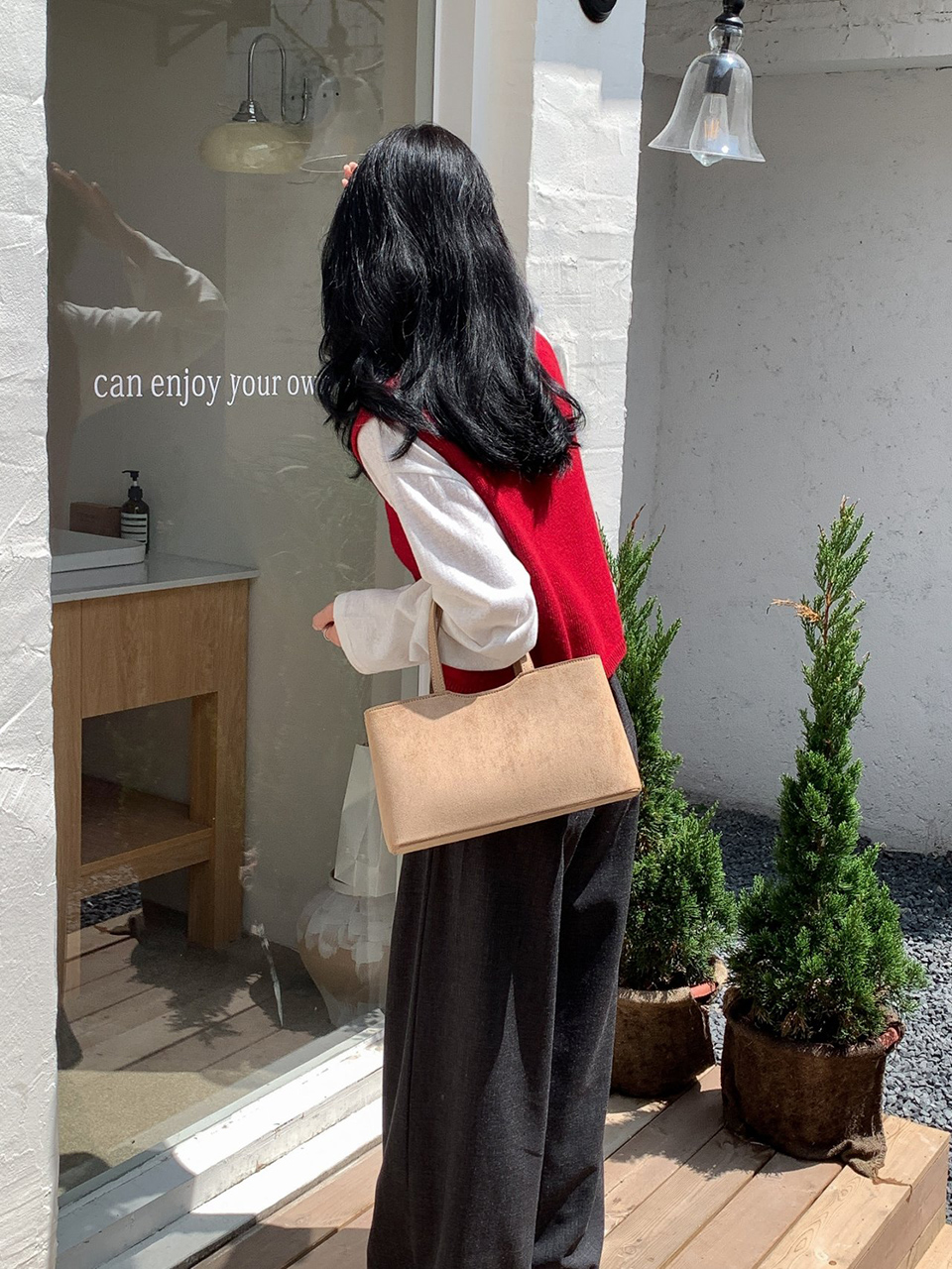 Suede Square Tote Bag