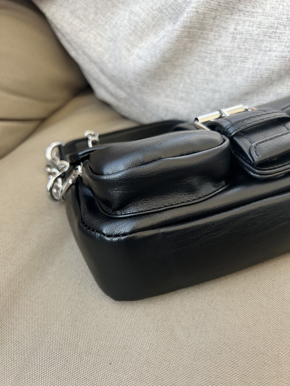 Eyelet Leather Belt Chain Mini Shoulder Bag
