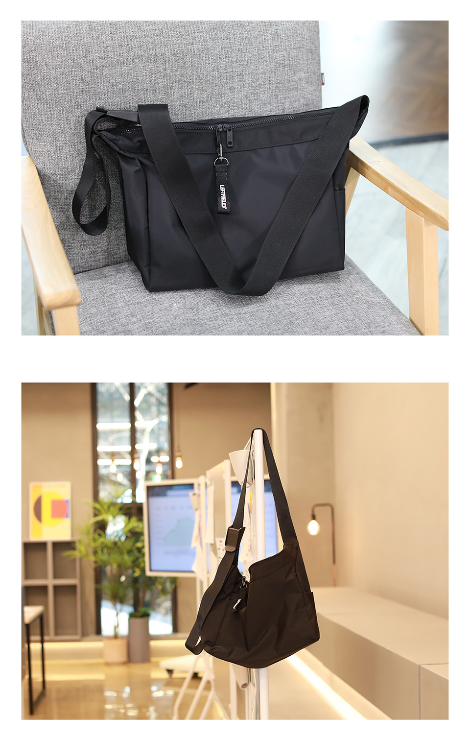 [unisex] Steel Keyring Zipper Shoulder Bag