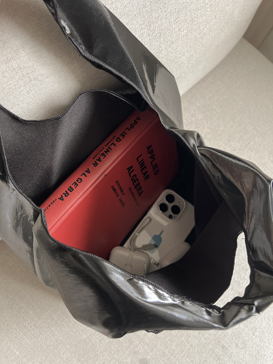 Glossy nylon mini tote bag