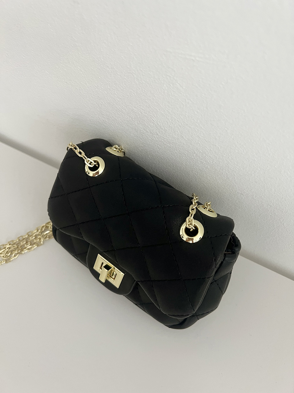 Zuni Quilted Micro Mini Gold Chain Bag