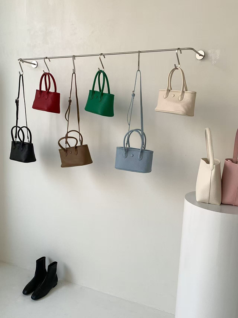 Button Square Leather Mini Tote Bag