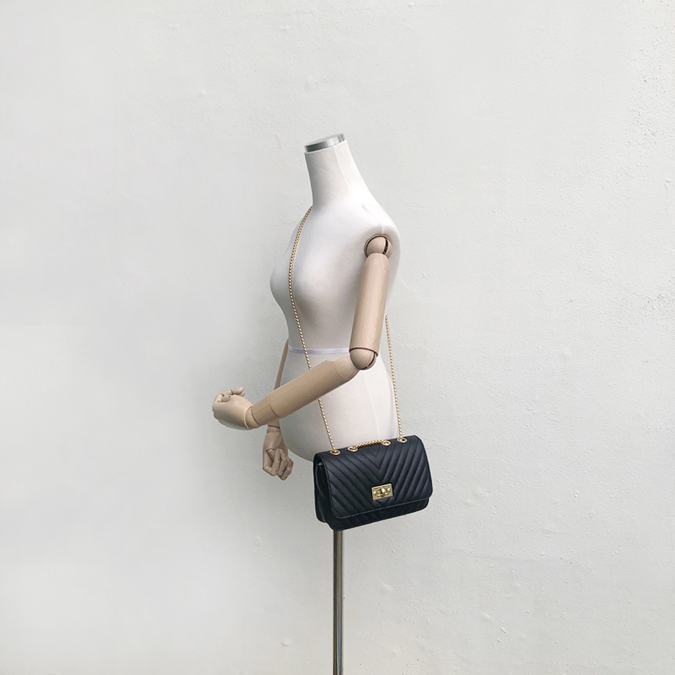 V-Quilted Mini Square Chain Bag
