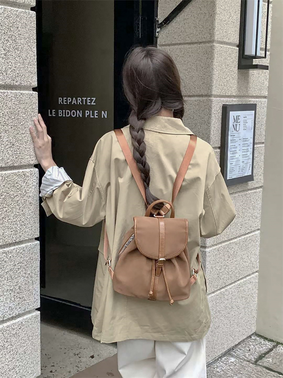 Suede Sheepskin Leather Mini Bucket Bag/Backpack