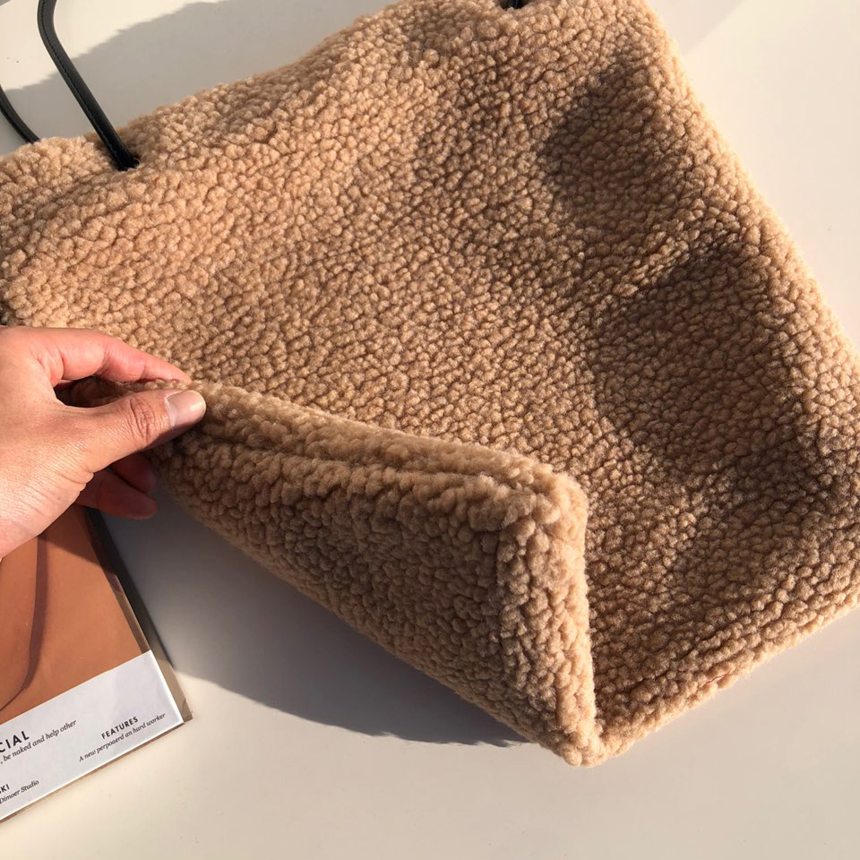 Fleece Leather Drawstring Boa Eco Bag