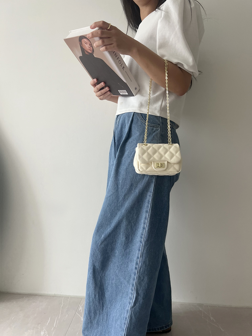 Zuni Quilted Micro Mini Gold Chain Bag