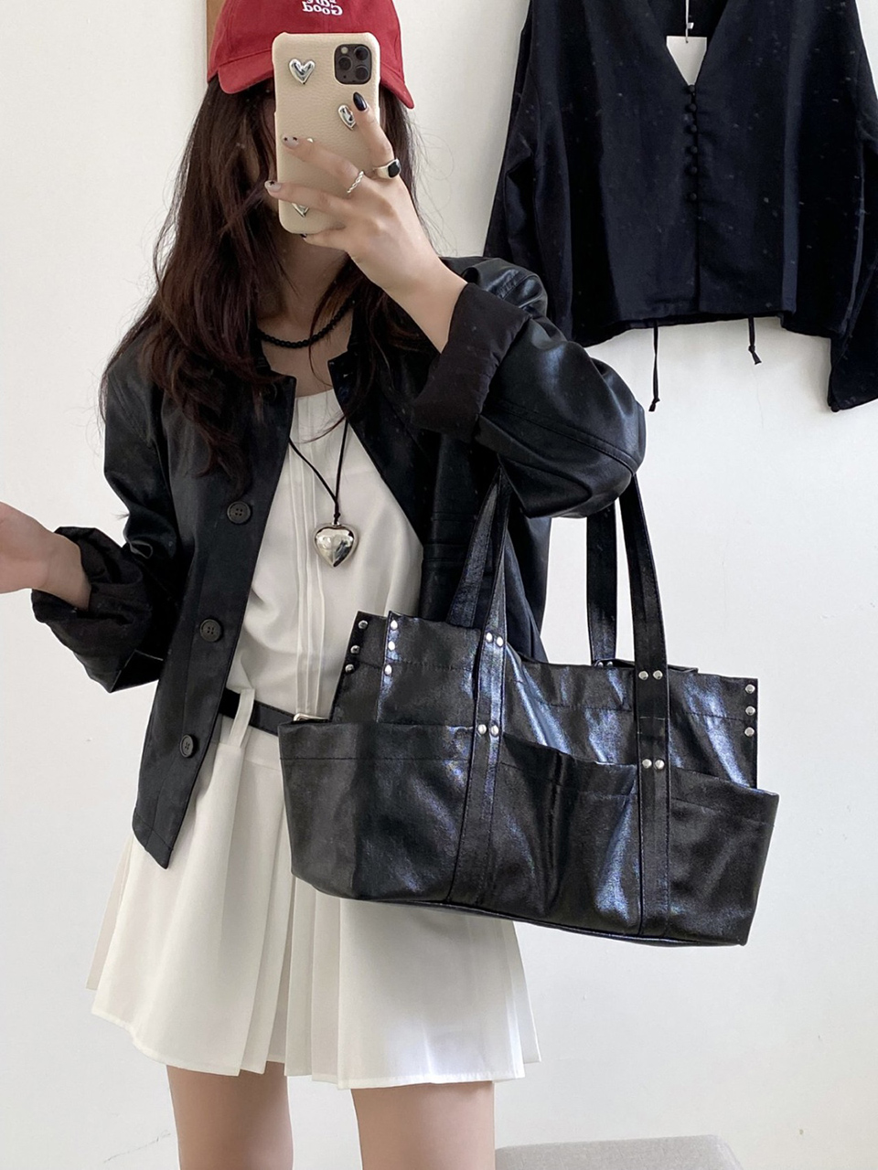 Glossy Pocket Y2K Big Tote Bag