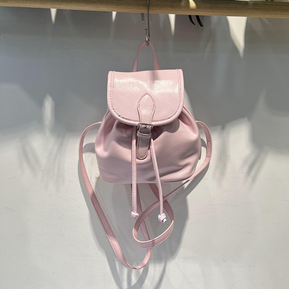 Wrinkle Buckle Bucket Mini Backpack (5 colors)