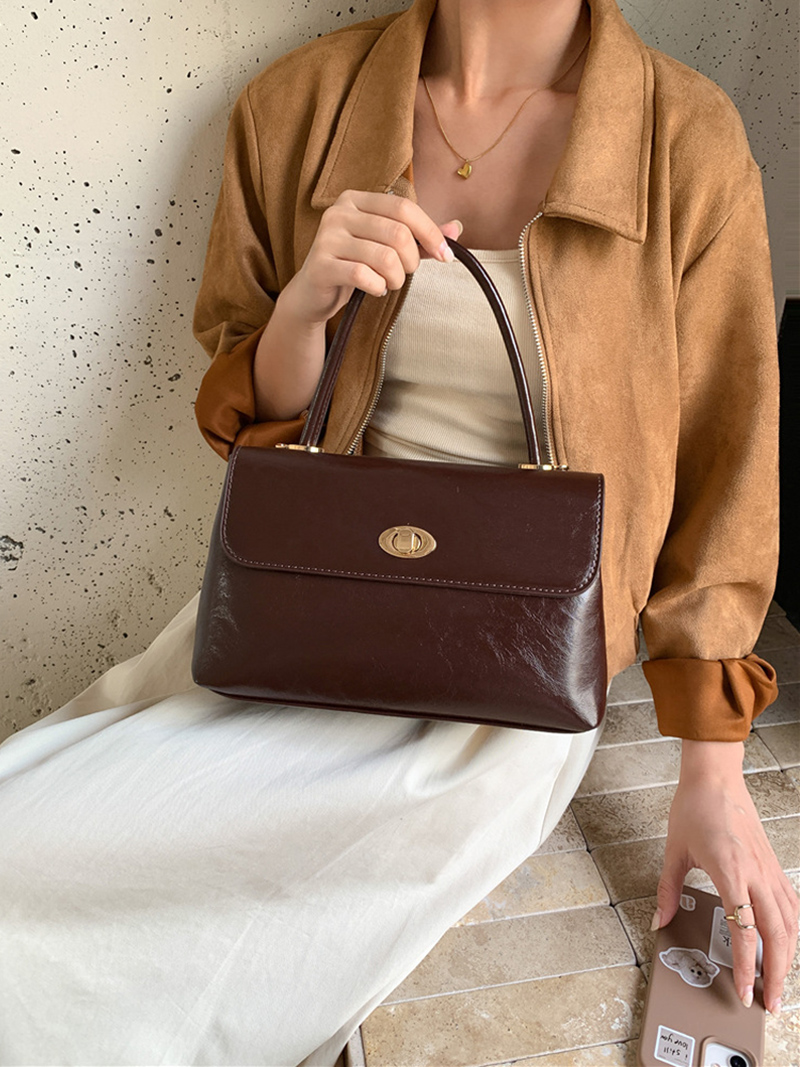 Crack Square Buckle Tote Bag (3 colors)