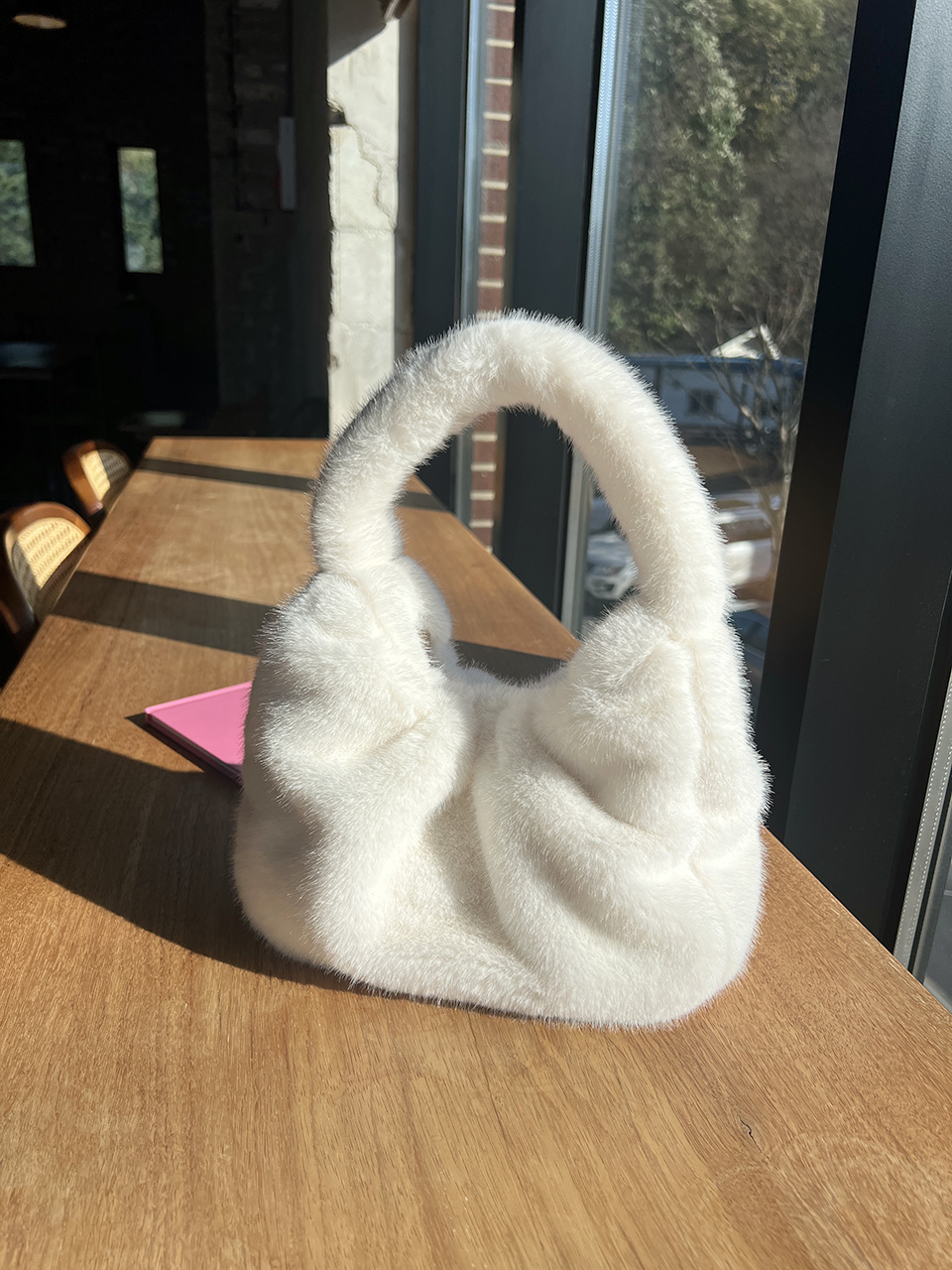 Eldon Shirred Fur Tote Bag