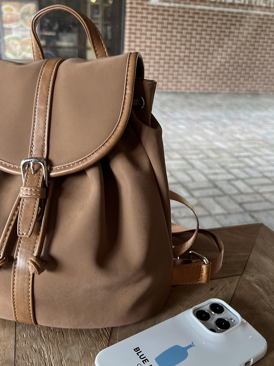 Suede Sheepskin Leather Mini Bucket Bag/Backpack
