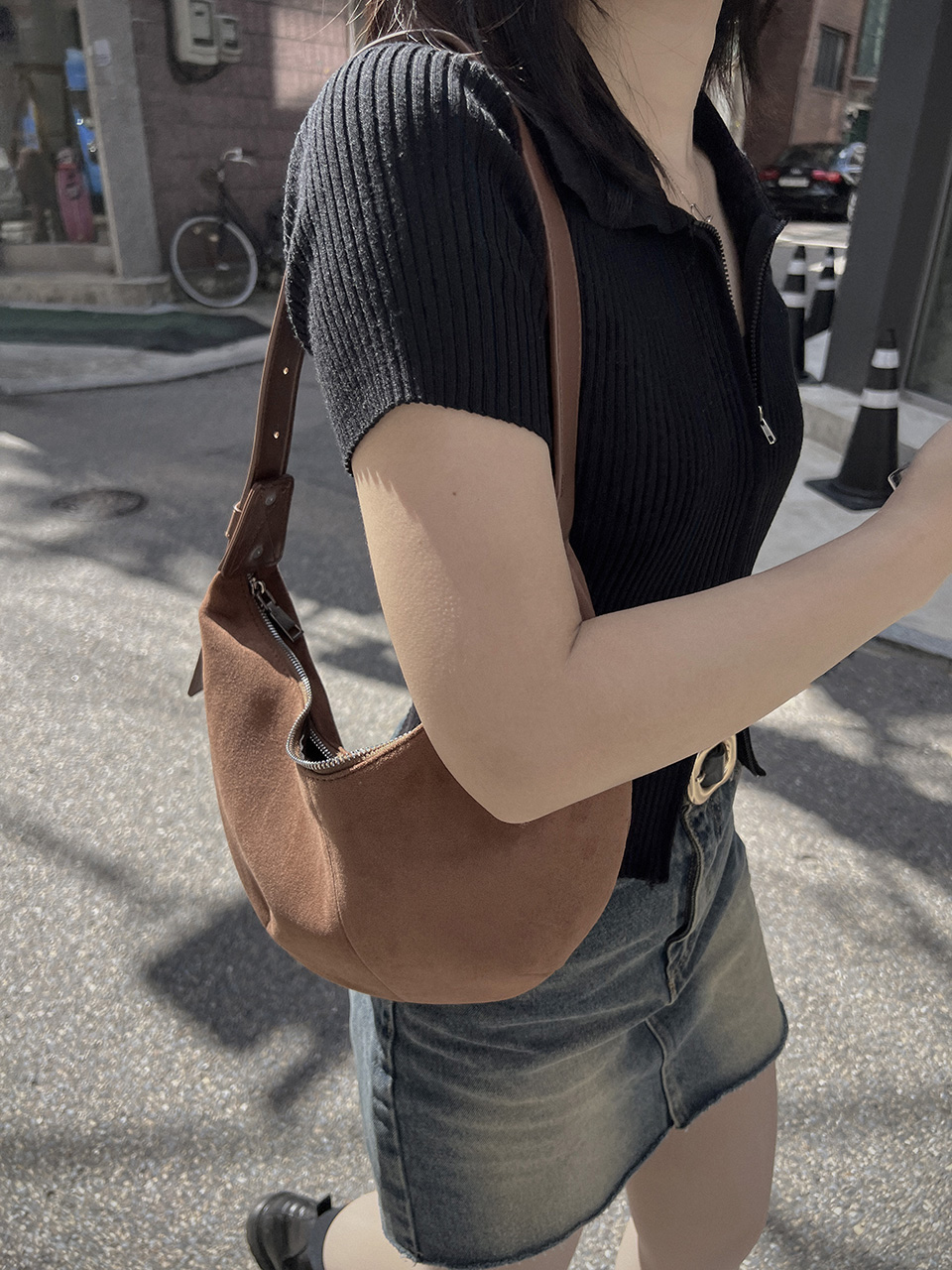 Suede Round Tote Bag/Shoulder Bag