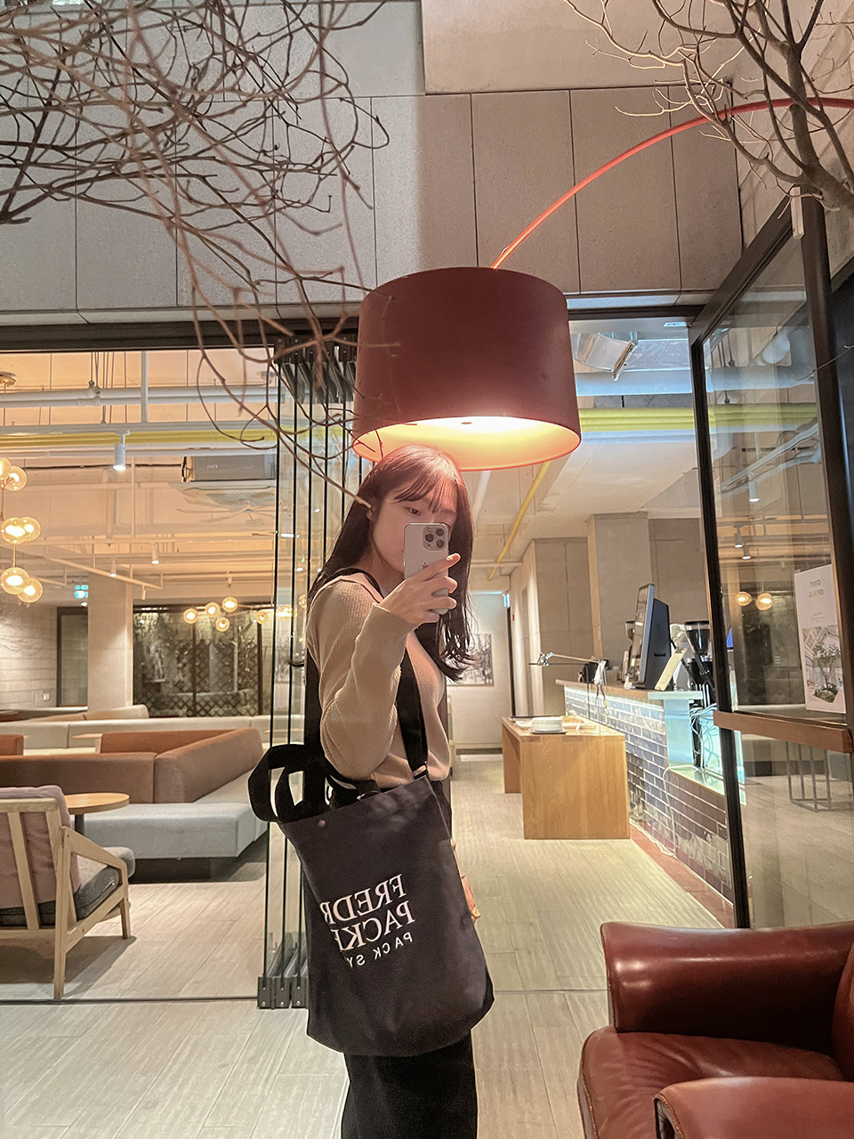 Denim Lettering Big Cross Canvas Bag