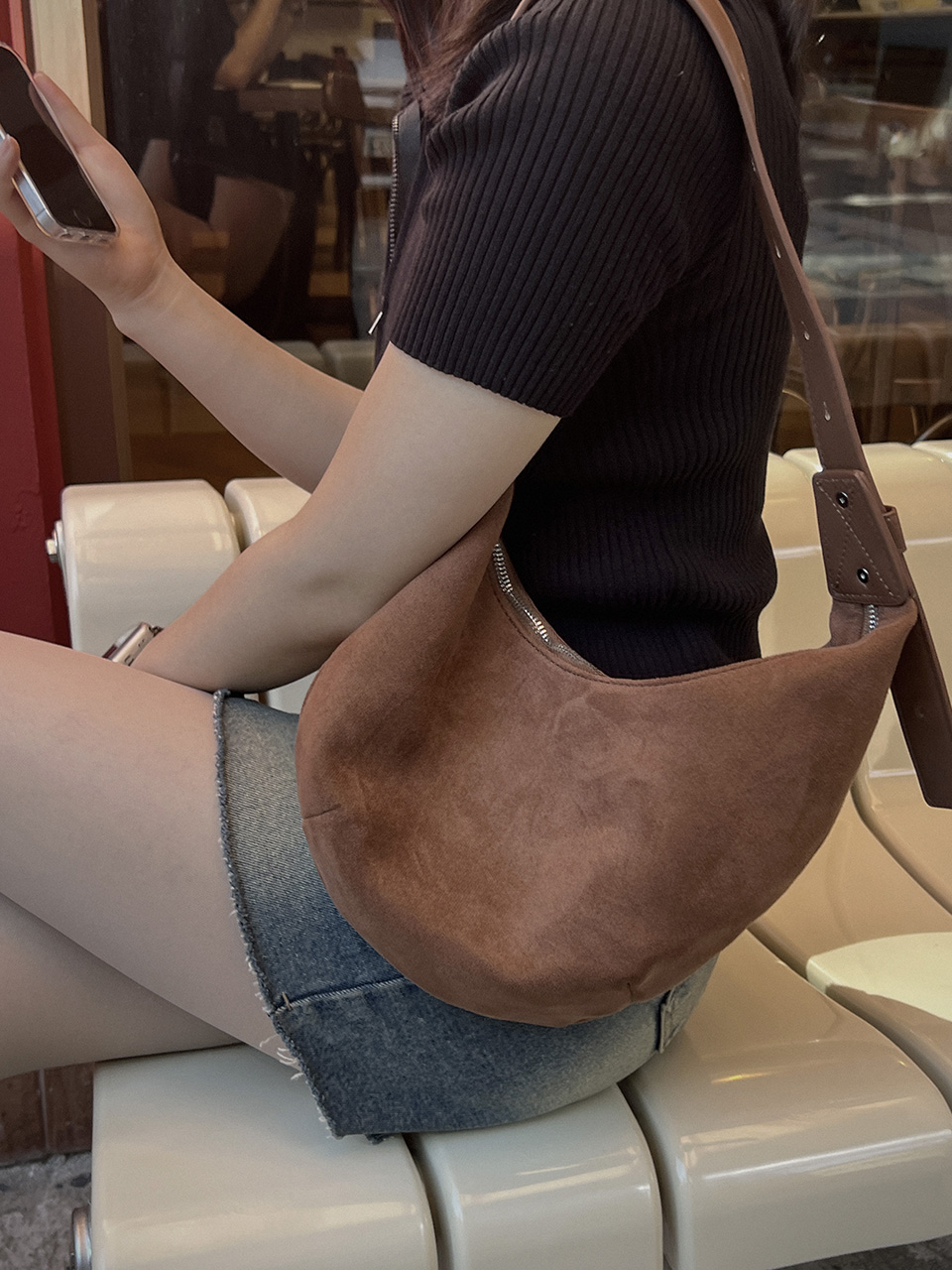 Suede Round Tote Bag/Shoulder Bag