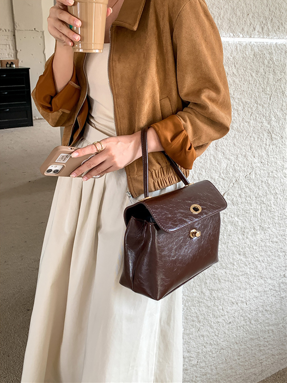 Square buckle tote bag (6 colors)