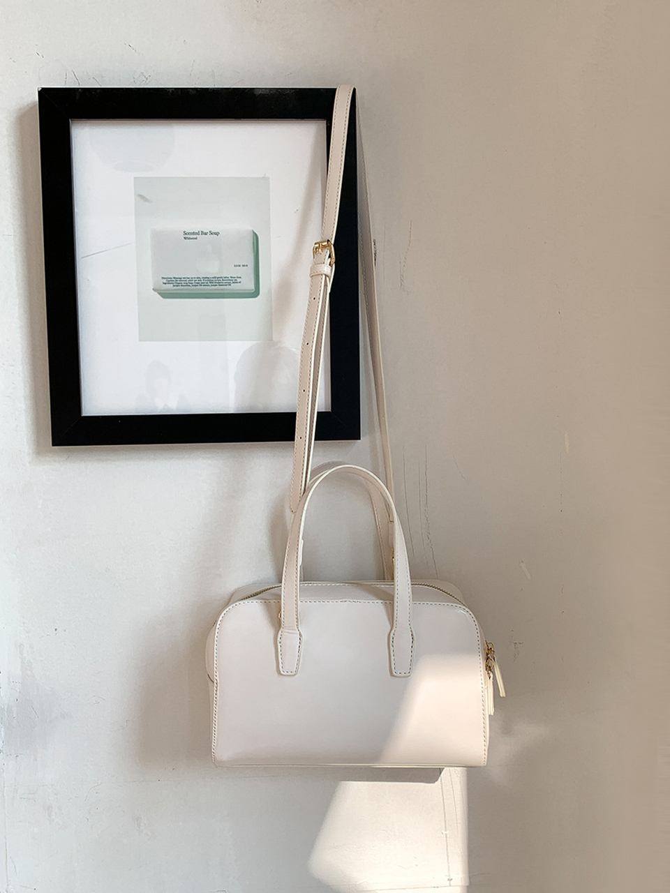 Square zip-up leather tote bag (4 colors)