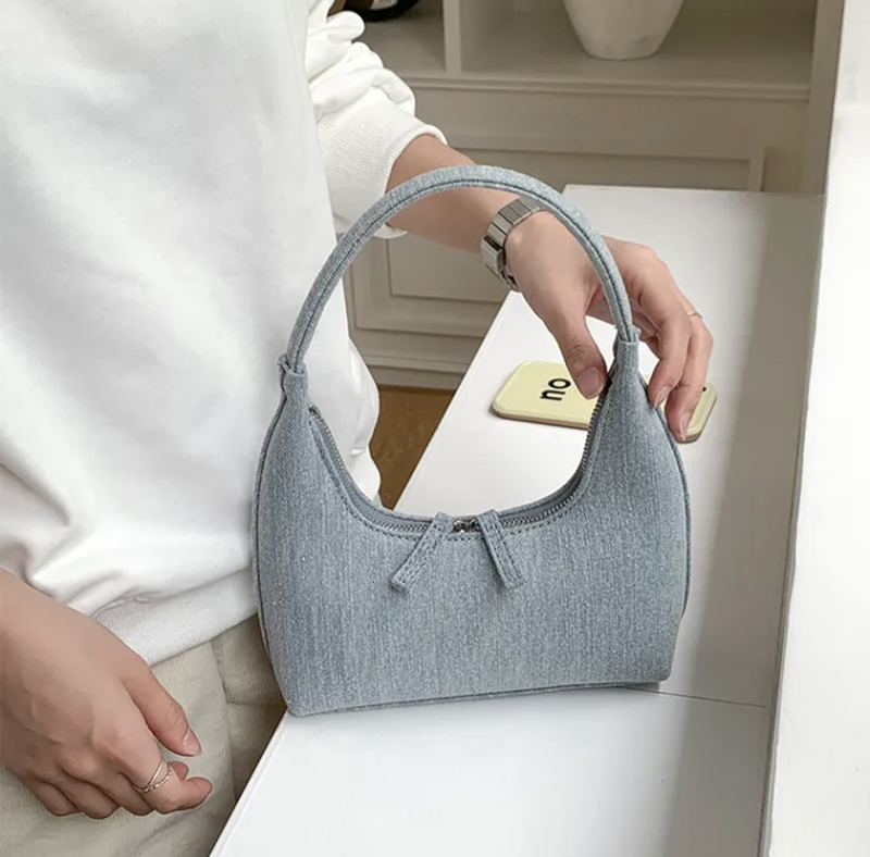 Blooming Round Denim Shoulder Bag