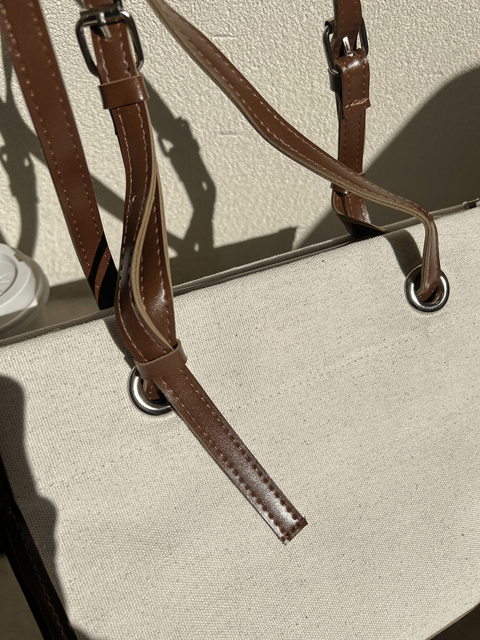 Leather canvas shoulder bag