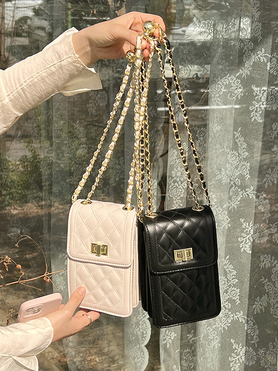 Lotia Quilted Square Chain Mini Shoulder Bag (2 colors)