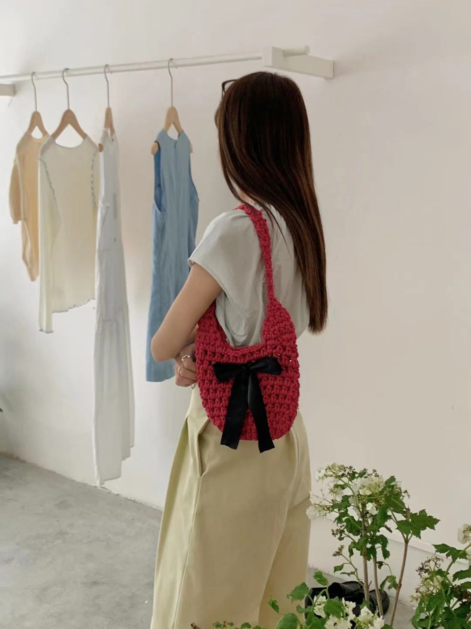 Ribbon Ballet Core Knit Tote Bag (5 colors)