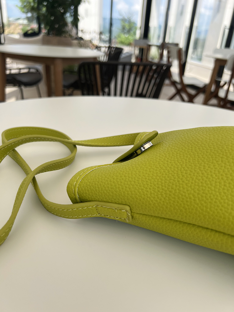 Button-belted mini cross-shoulder bag